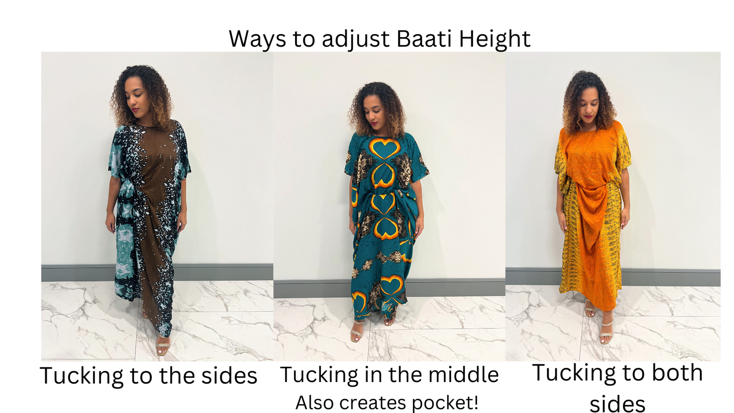 Kushetic Elegant Ease: Somali Baati Dress, kaftan, African print, lightweight, loose dress